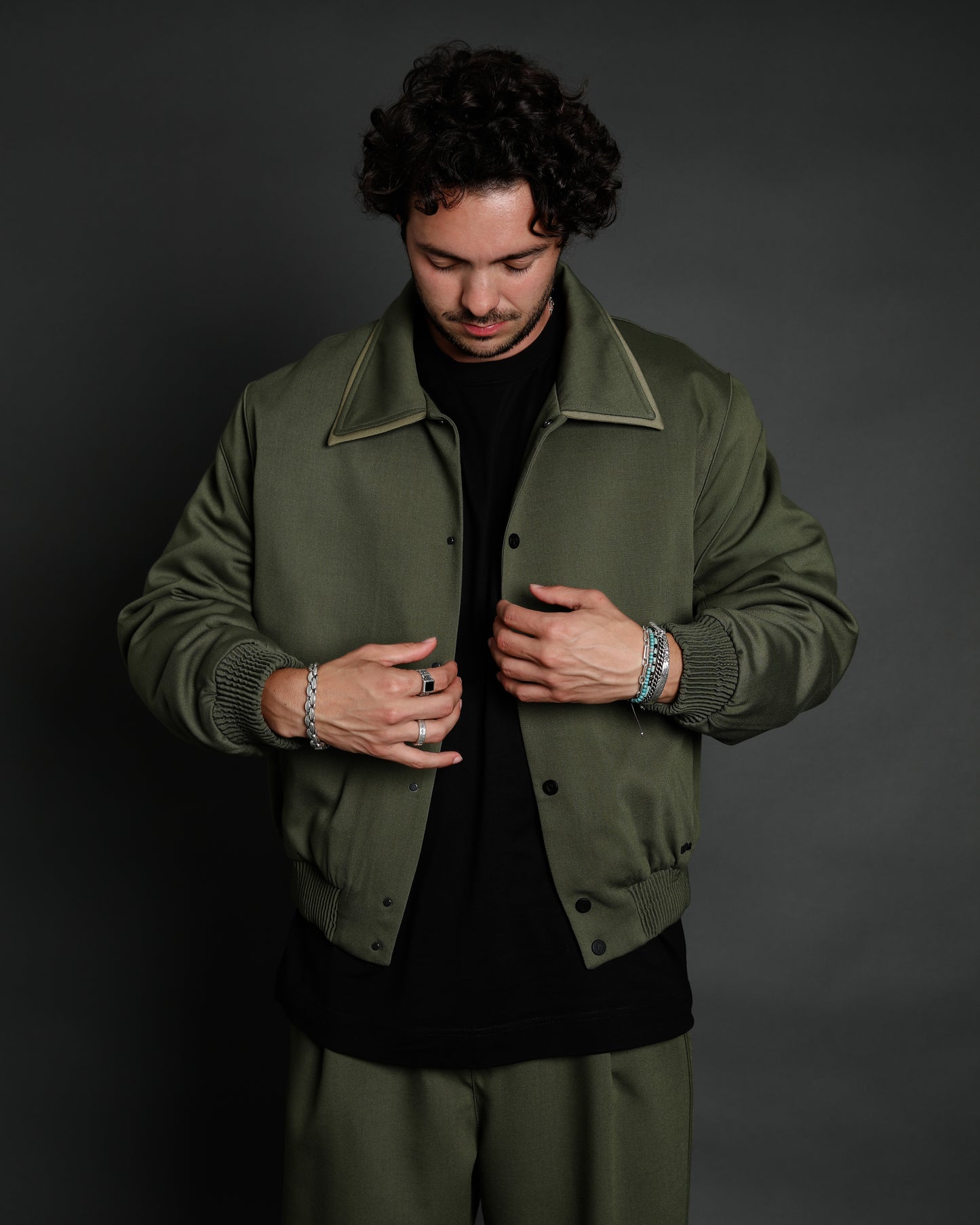 Double Collar Jacket - Olive