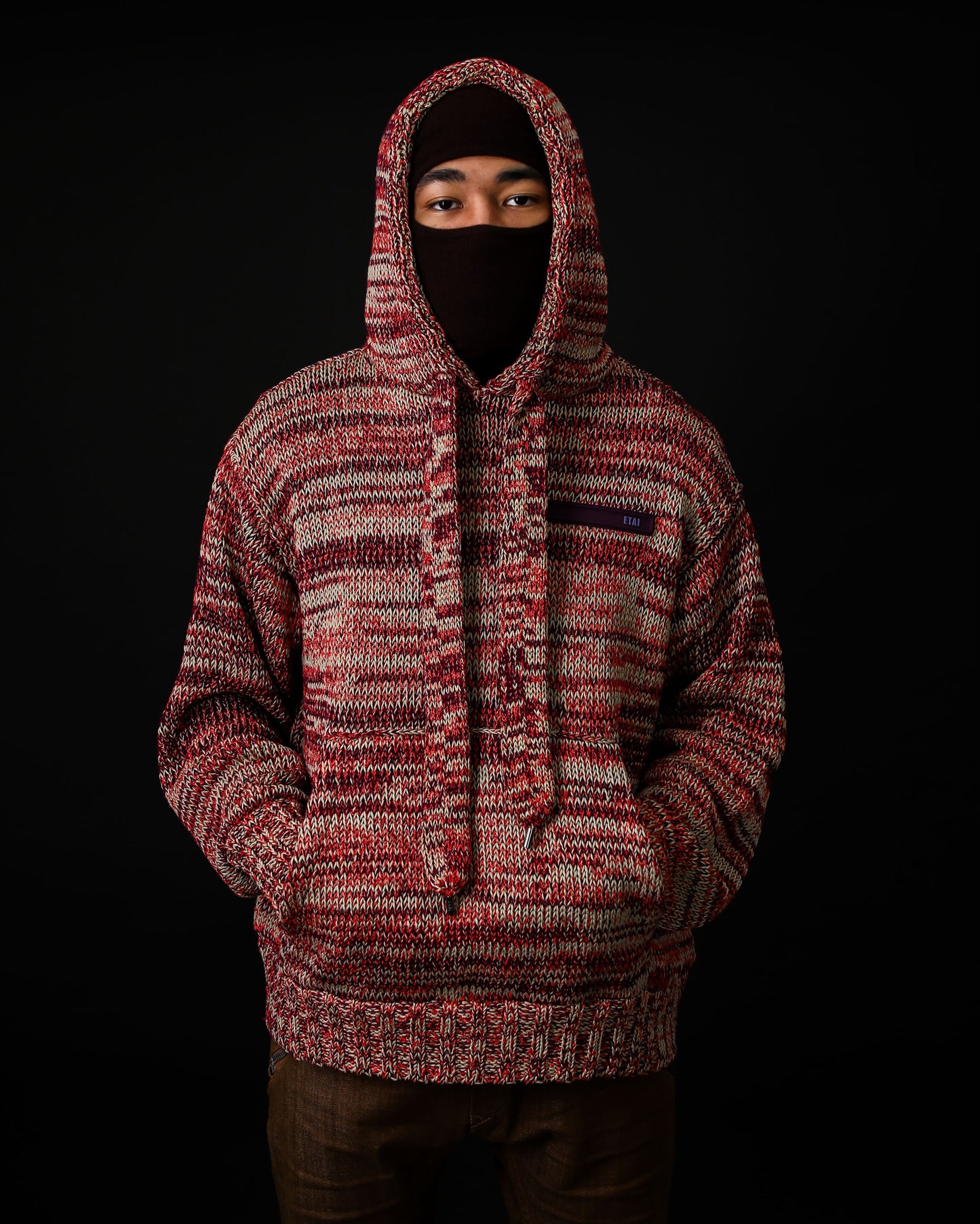 Rust Hand-Loomed Knitted Hoodie