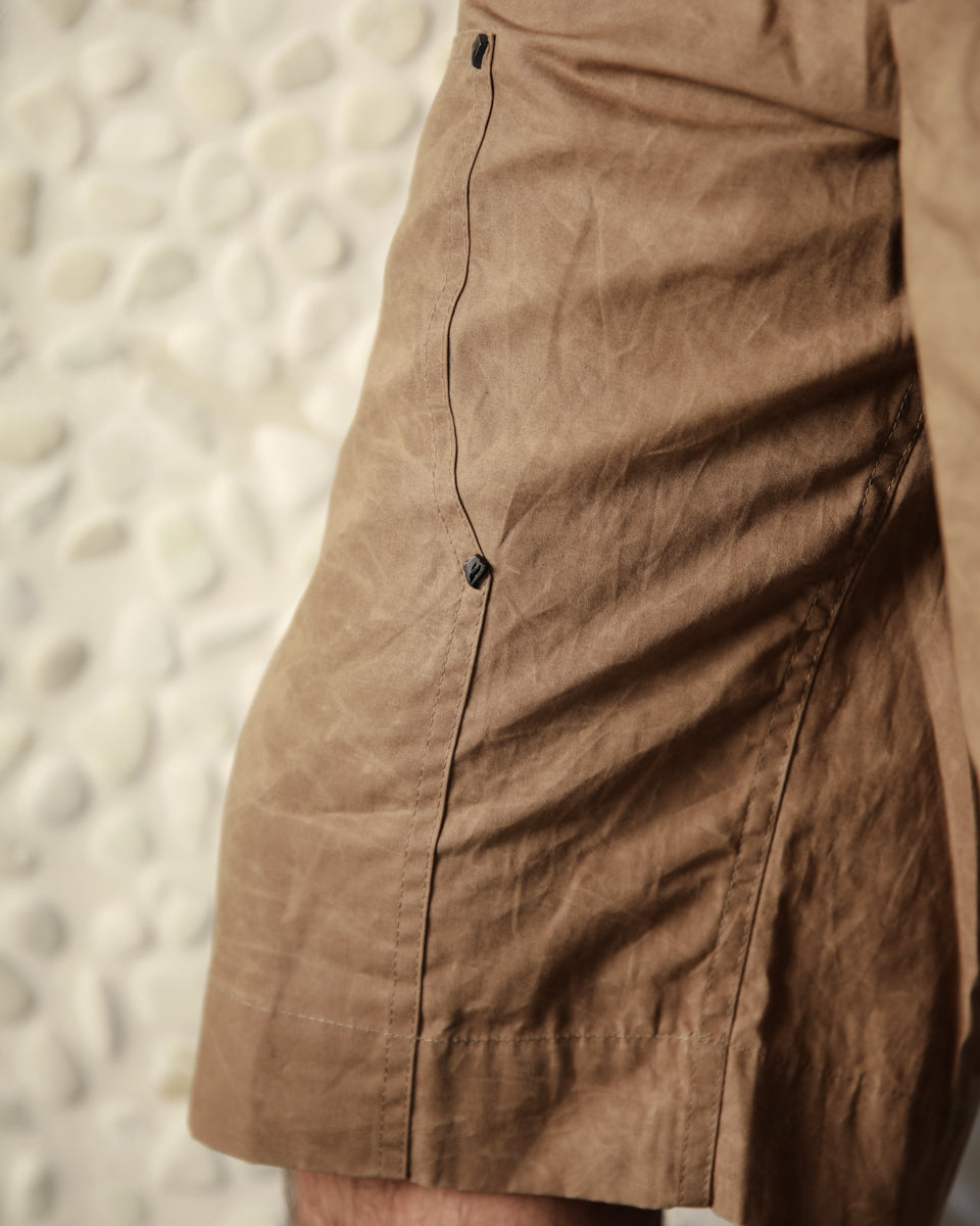 Wax Coated Double Knee Shorts - Taupe