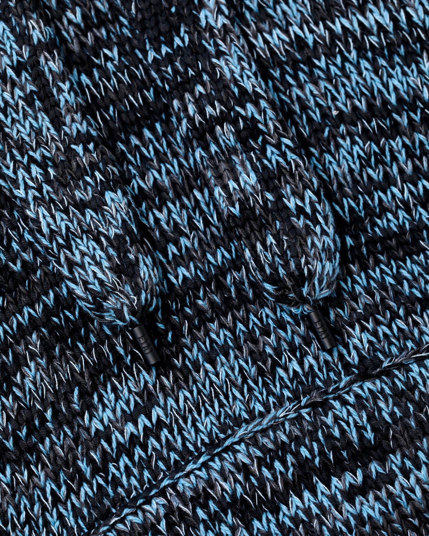 Black Blue Hand-Loomed Knitted Hoodie