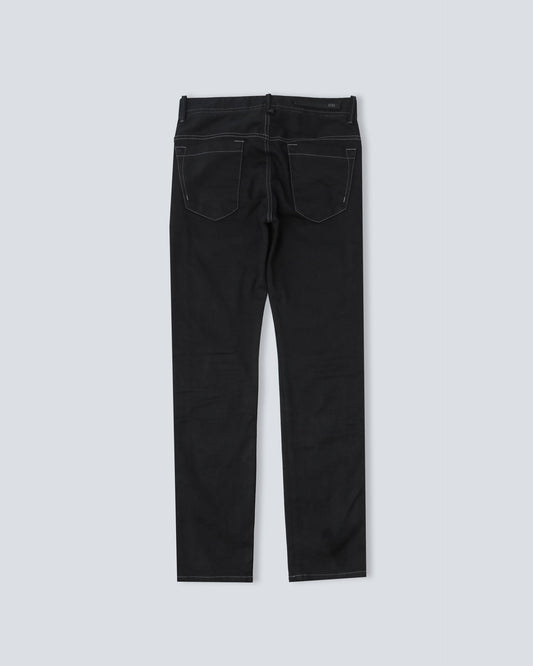 Straight Leg Bi-Stretch Japanese Black Denim Jeans - No Logo