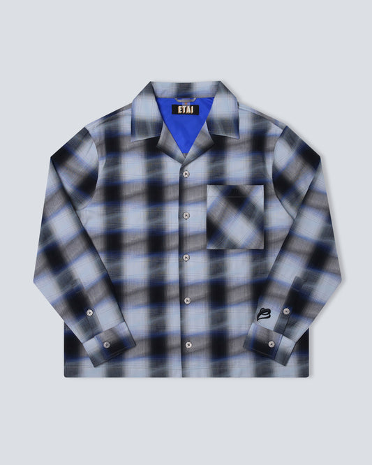 Blurred Plaid LS Shirt - Black/Blue