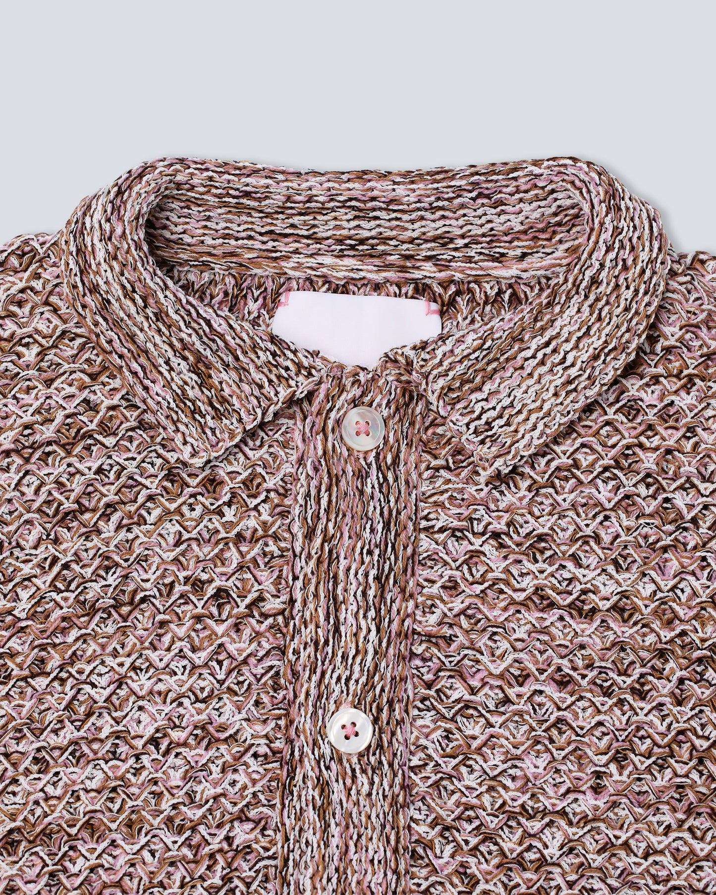 Brown Hand-Loomed Knitted Button Up Shirt