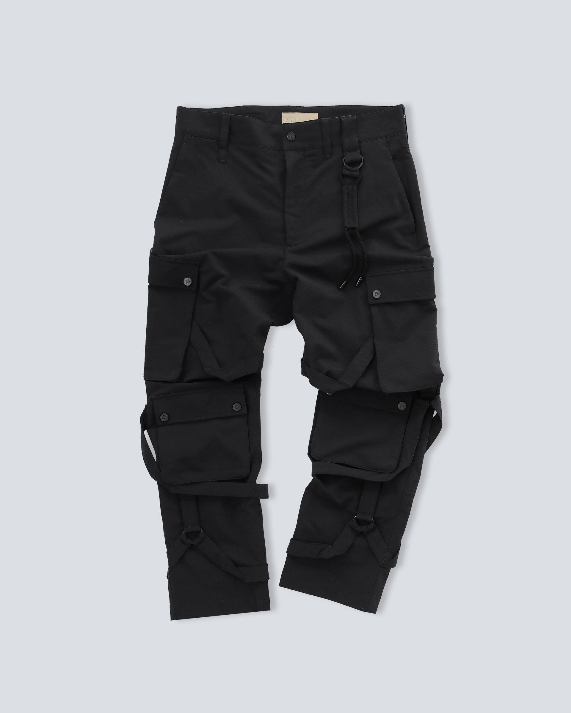 Multi-Strap Cargo Pants - Black