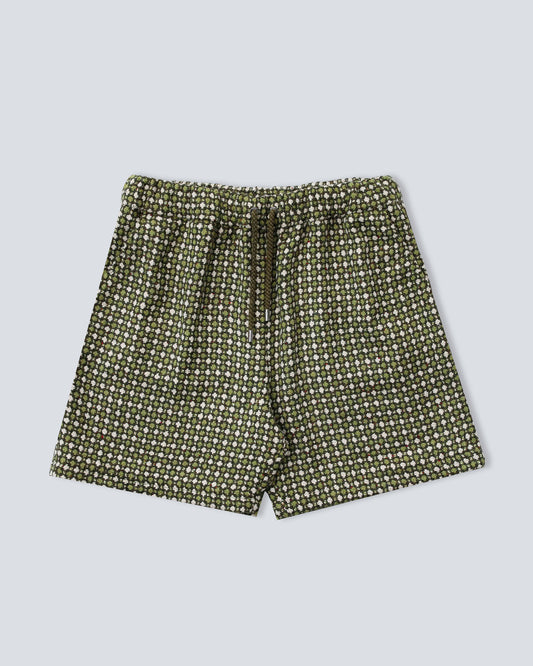 Green Tweed Lounge Shorts
