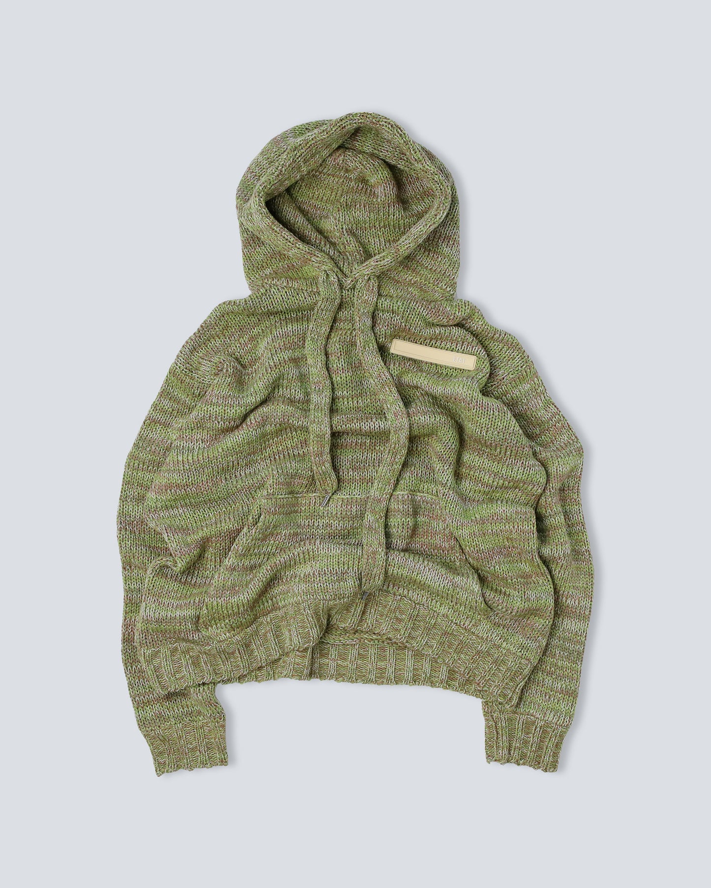 Green Hand-Loomed Knitted Hoodie