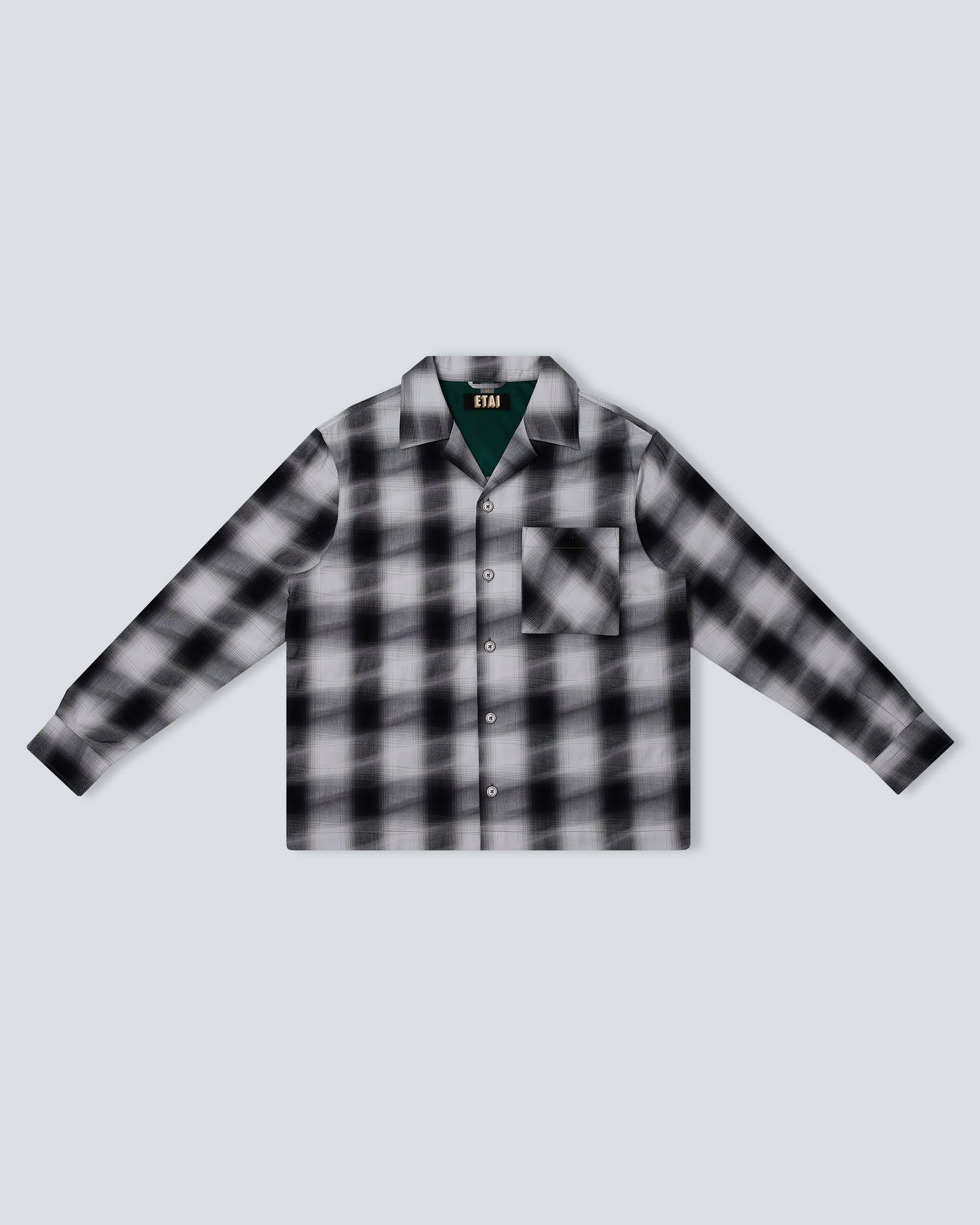 Blurred Plaid LS Shirt - Black/Green