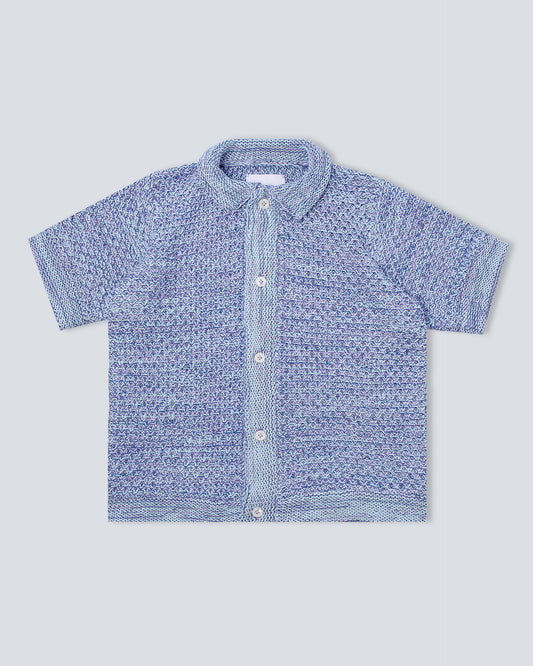 Purple Hand-Loomed Knitted Button Up Shirt