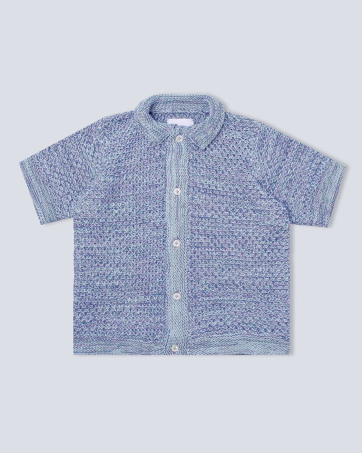 Purple Hand-Loomed Knitted Button Up Shirt