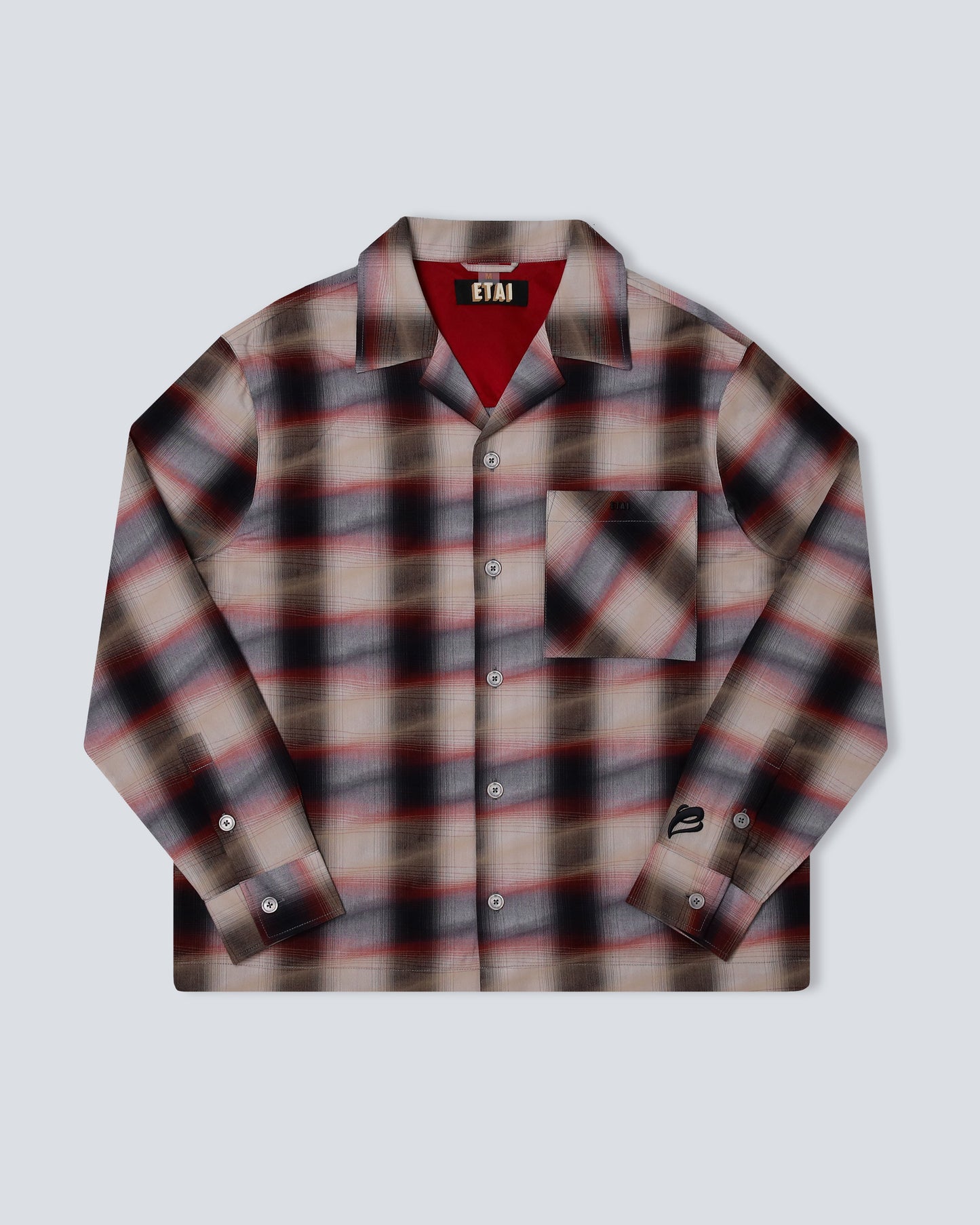 Blurred Plaid LS Shirt - Black/Red