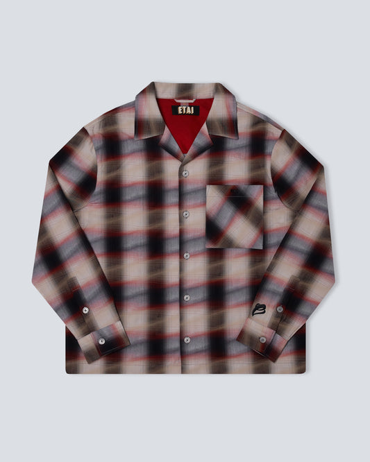 Blurred Plaid LS Shirt - Black/Red