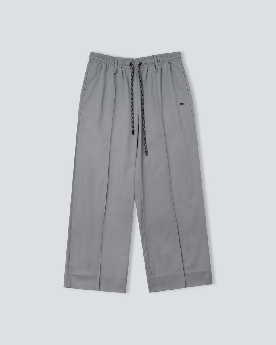 Pin Tuck Straight Leg Pants - Gray