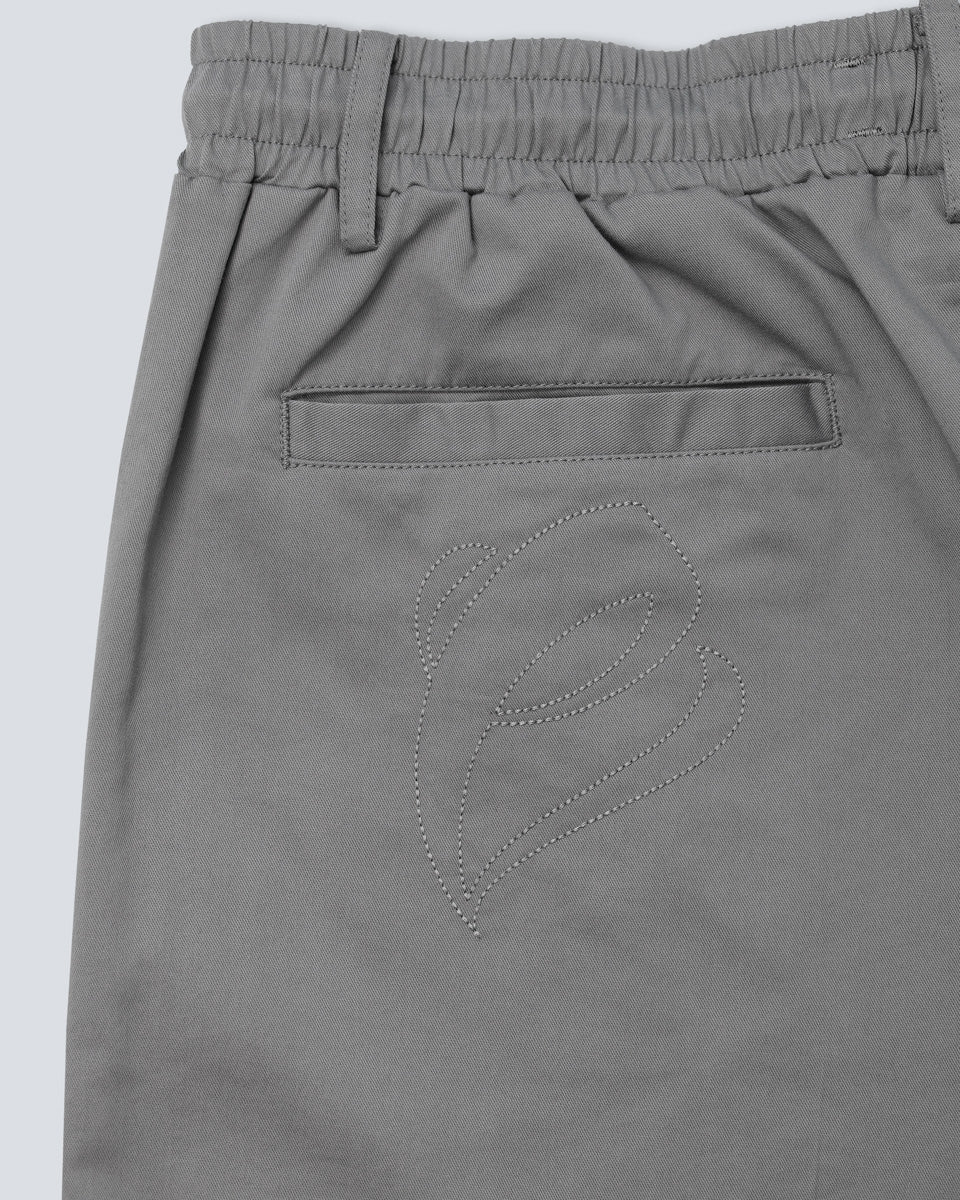 Pin Tuck Straight Leg Pants - Gray
