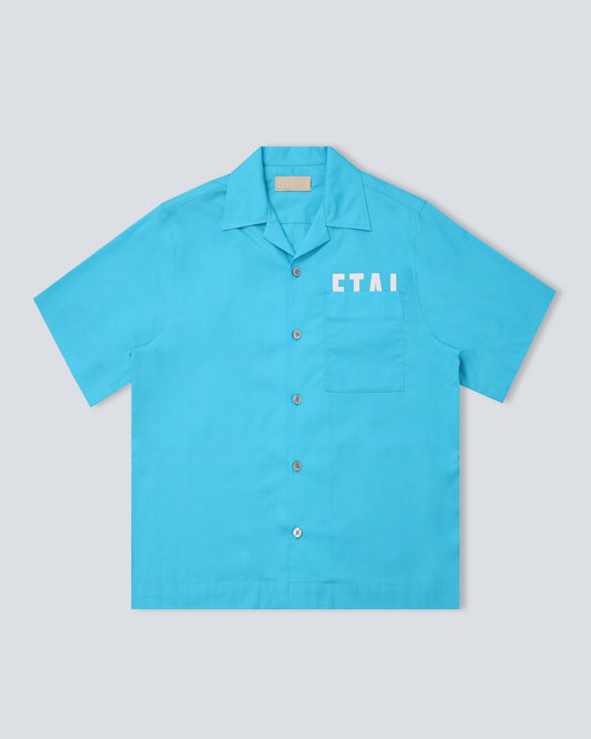 Hidden Logo Pocket Shirt - Cyan