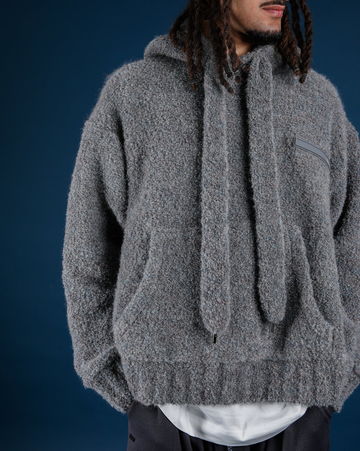 Hand-Loomed Mousse Hoodie - Gray