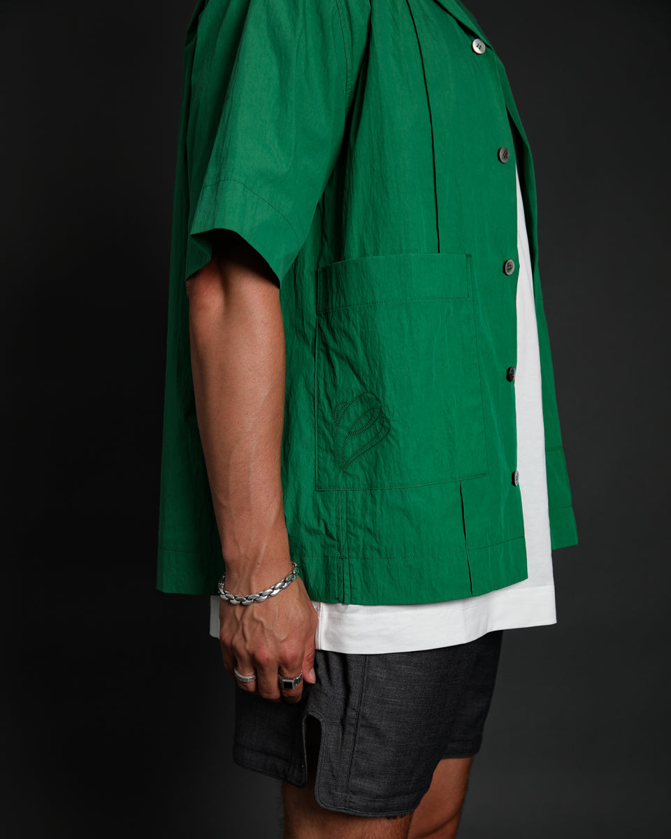 Double Pocket Pin Tuck Shirt - Green