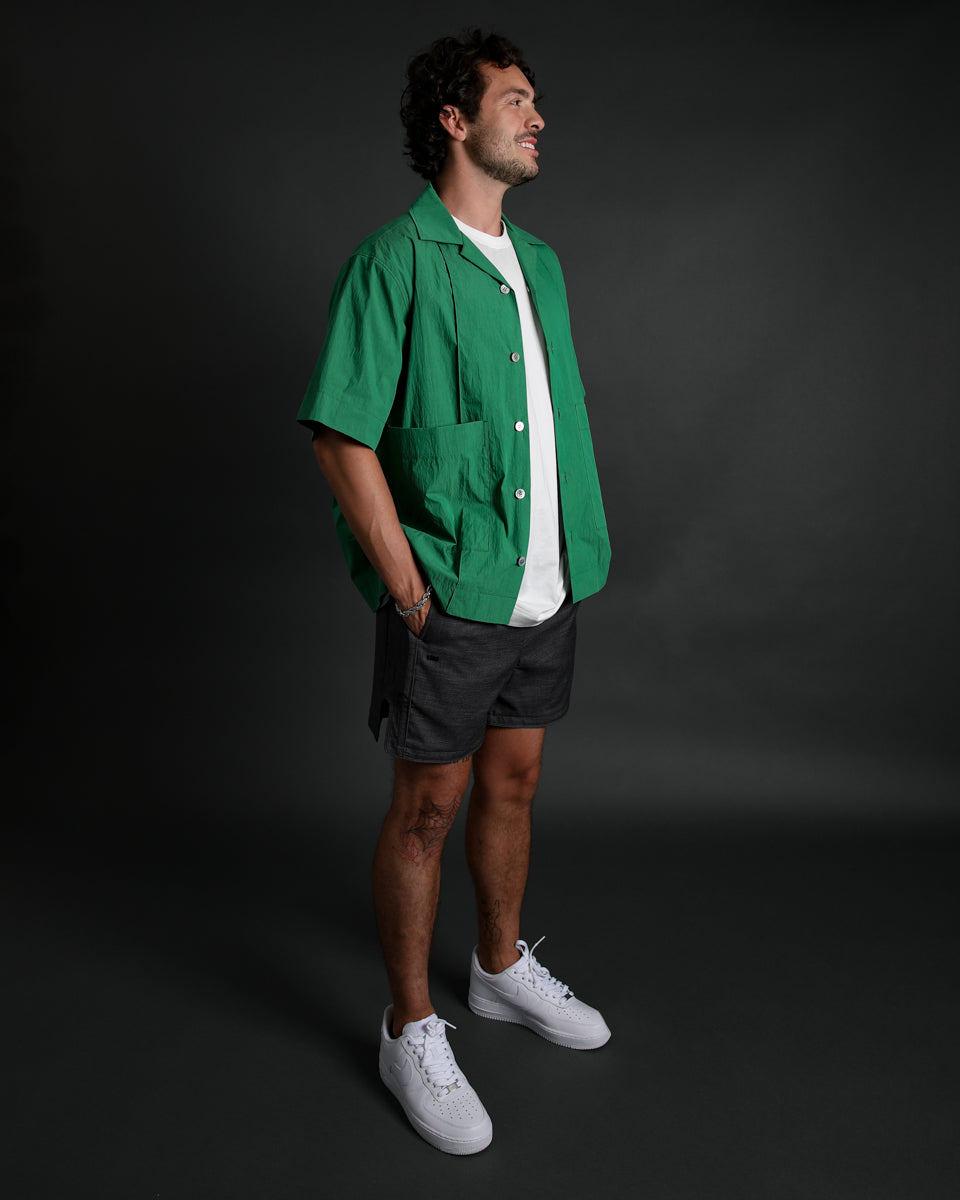 Double Pocket Pin Tuck Shirt - Green