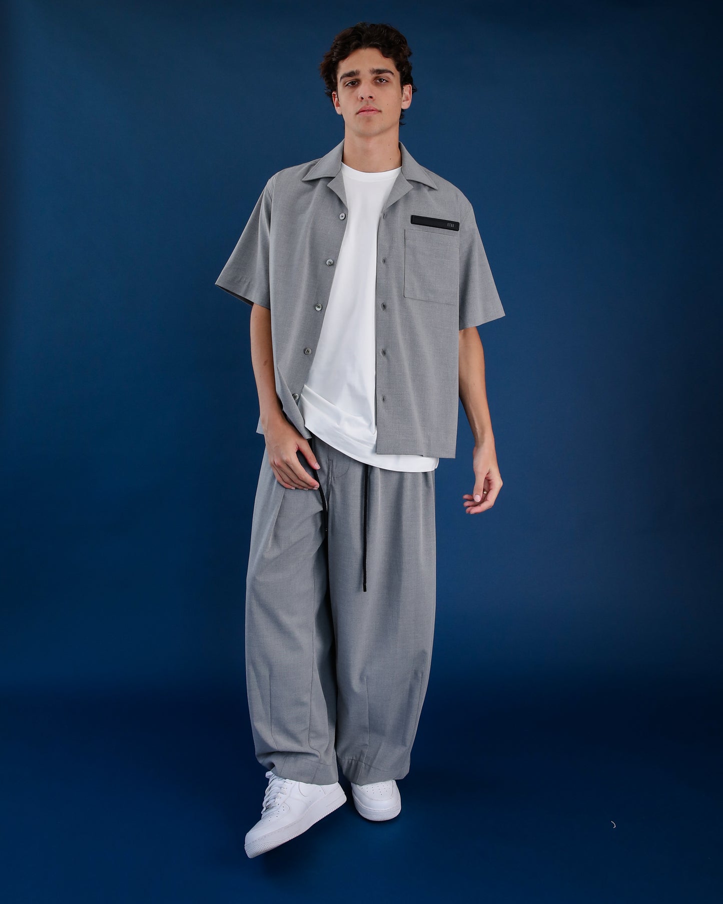 Stretch Tailoring Cloth Balloon Pants - Gray