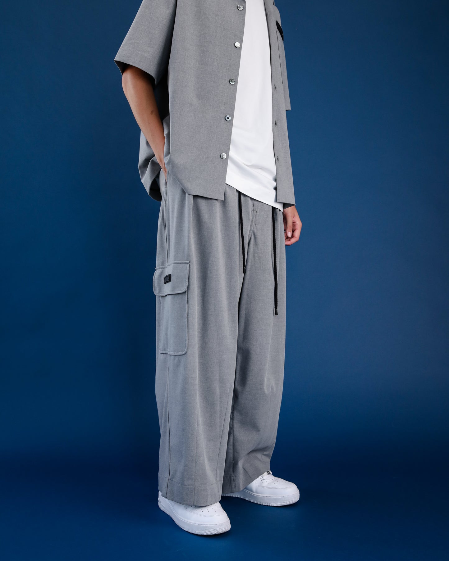 Stretch Tailoring Cloth Balloon Pants - Gray