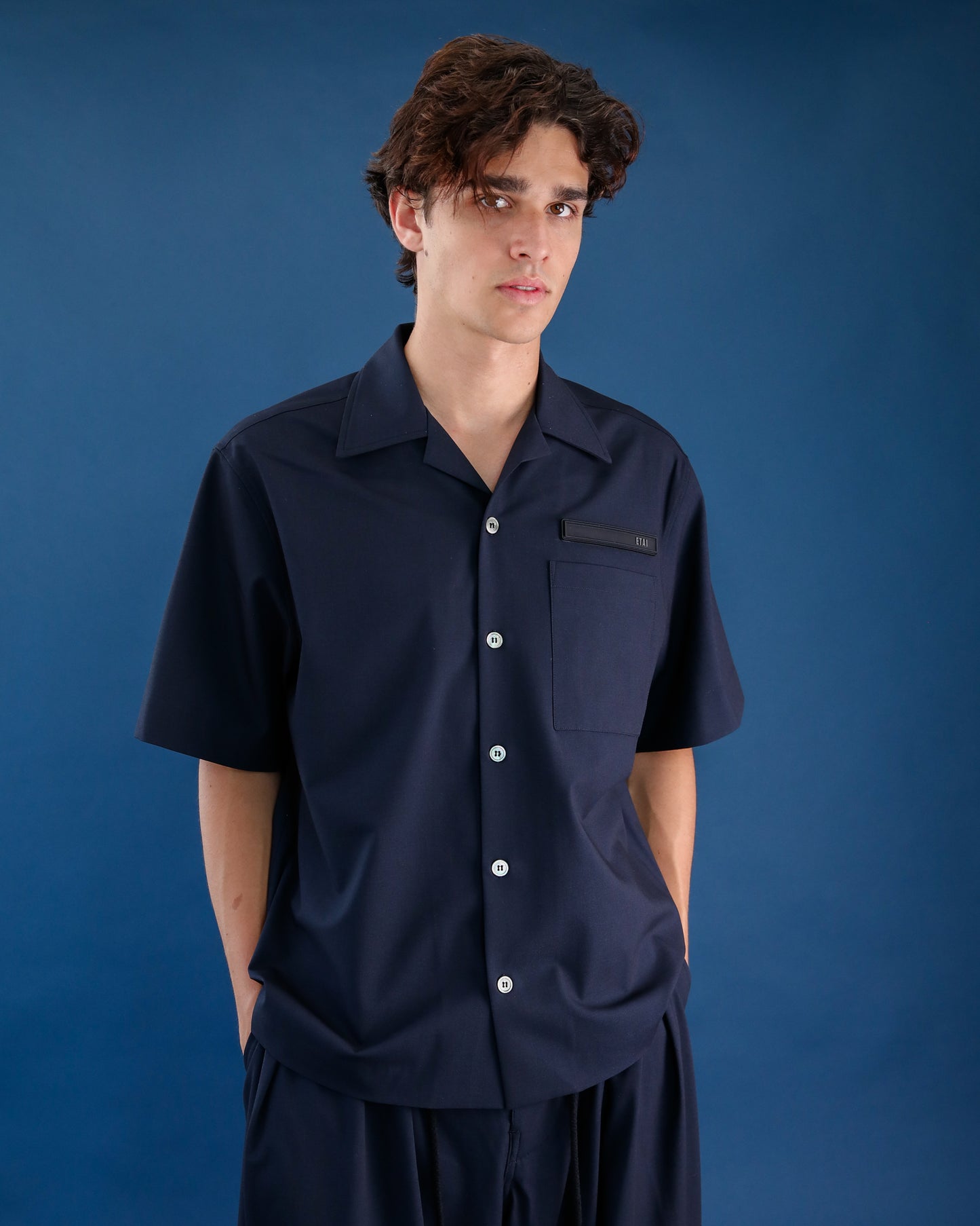 Stretch Tailoring Cloth Shirt - Navy