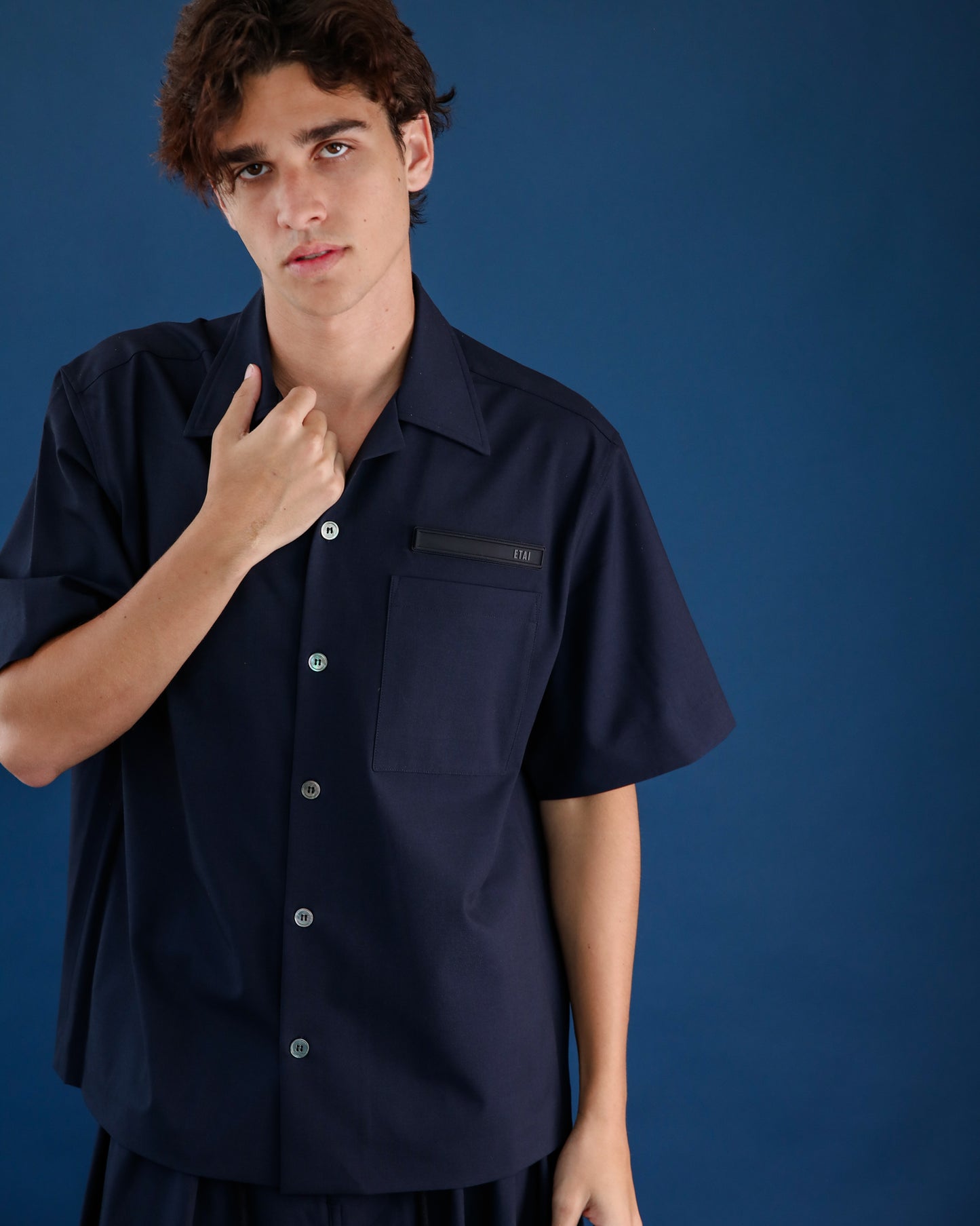 Stretch Tailoring Cloth Shirt - Navy