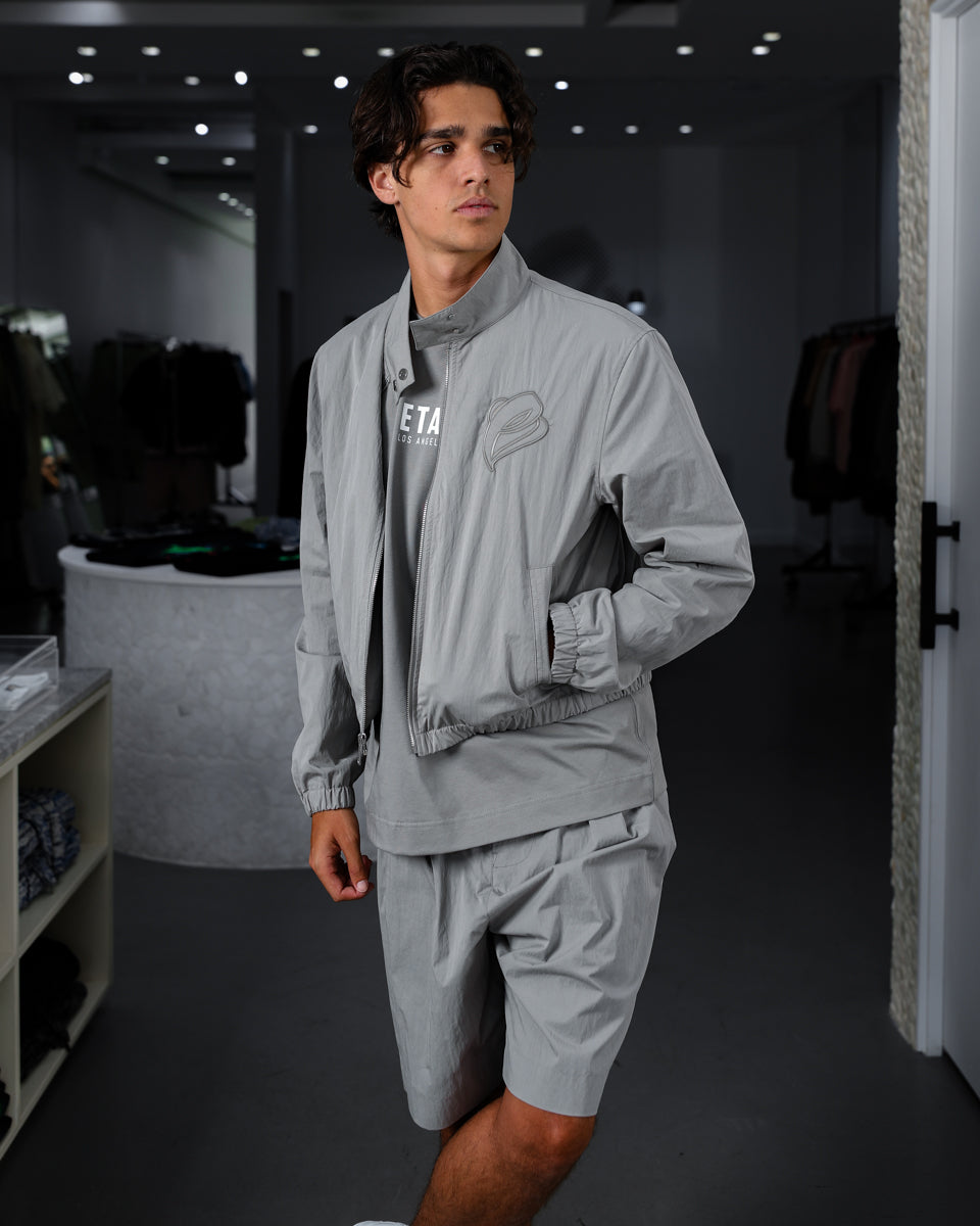 Cropped Racer Jacket - Gray