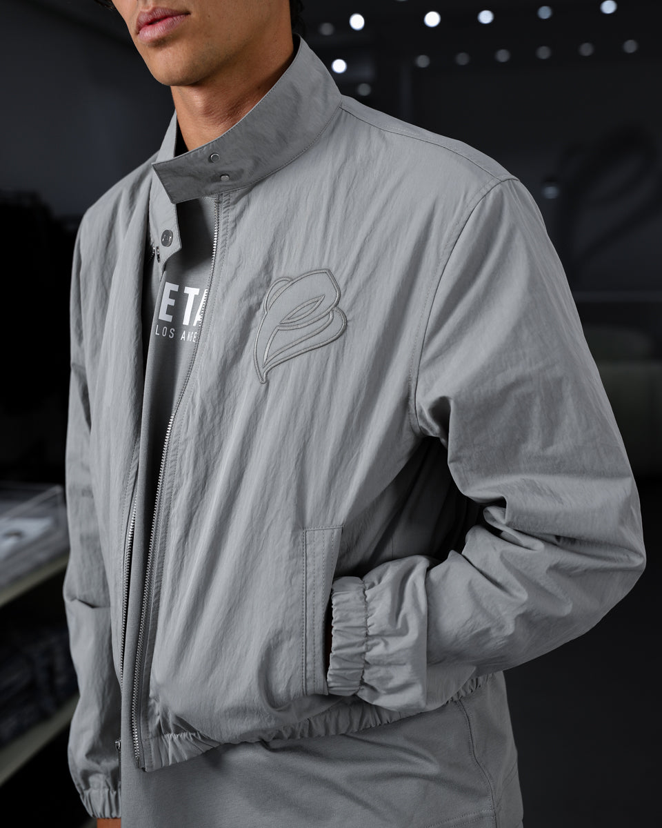 Cropped Racer Jacket - Gray
