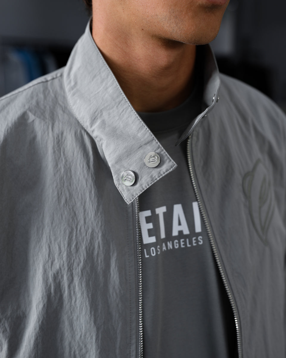Cropped Racer Jacket - Gray