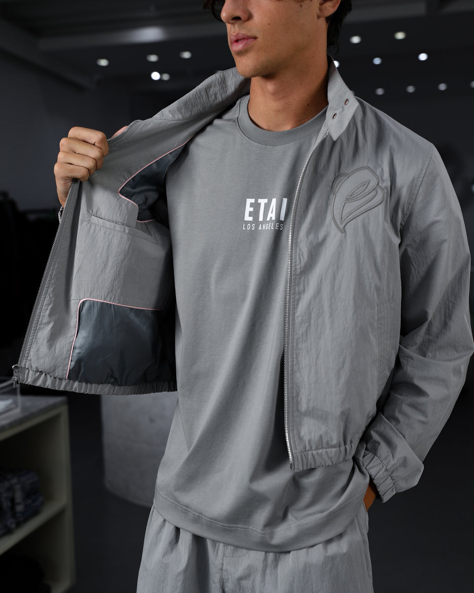 Cropped Racer Jacket - Gray