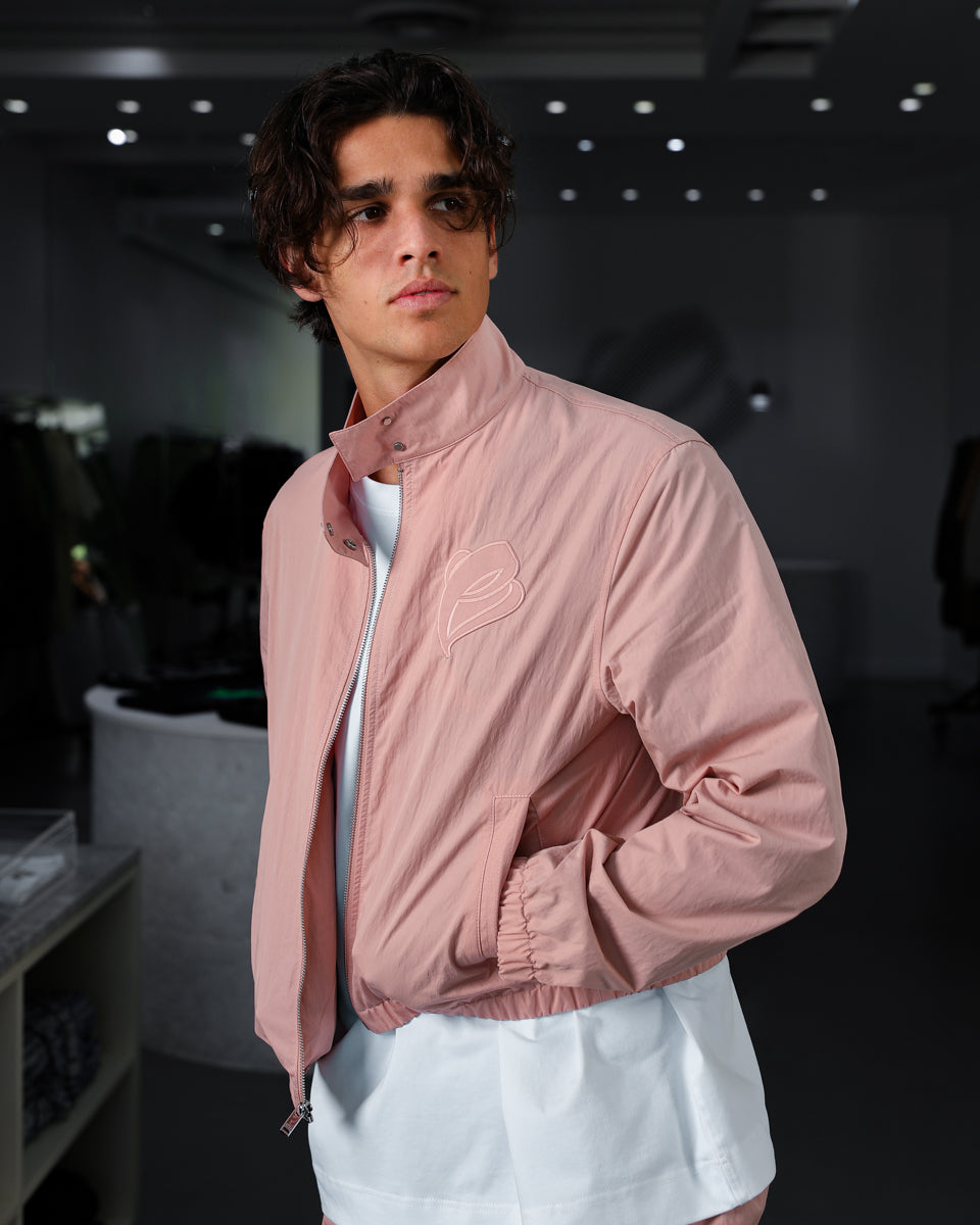 Cropped Racer Jacket - Pink