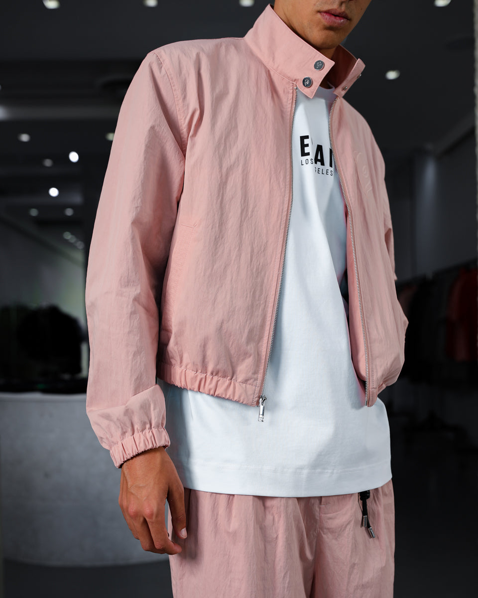 Cropped Racer Jacket - Pink