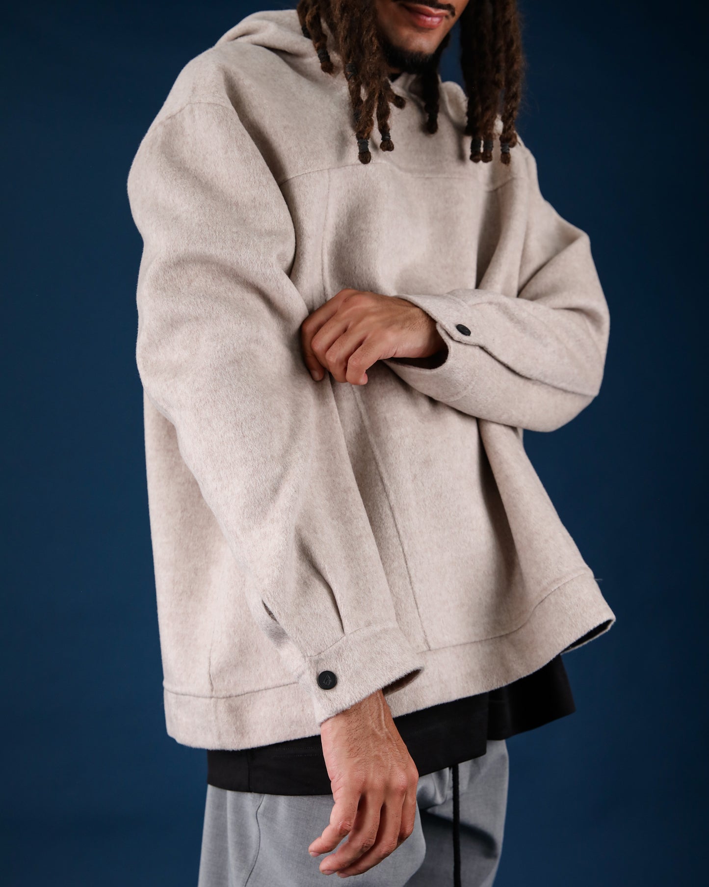 Hand Made Wool Cashmere Hoodie - Cream