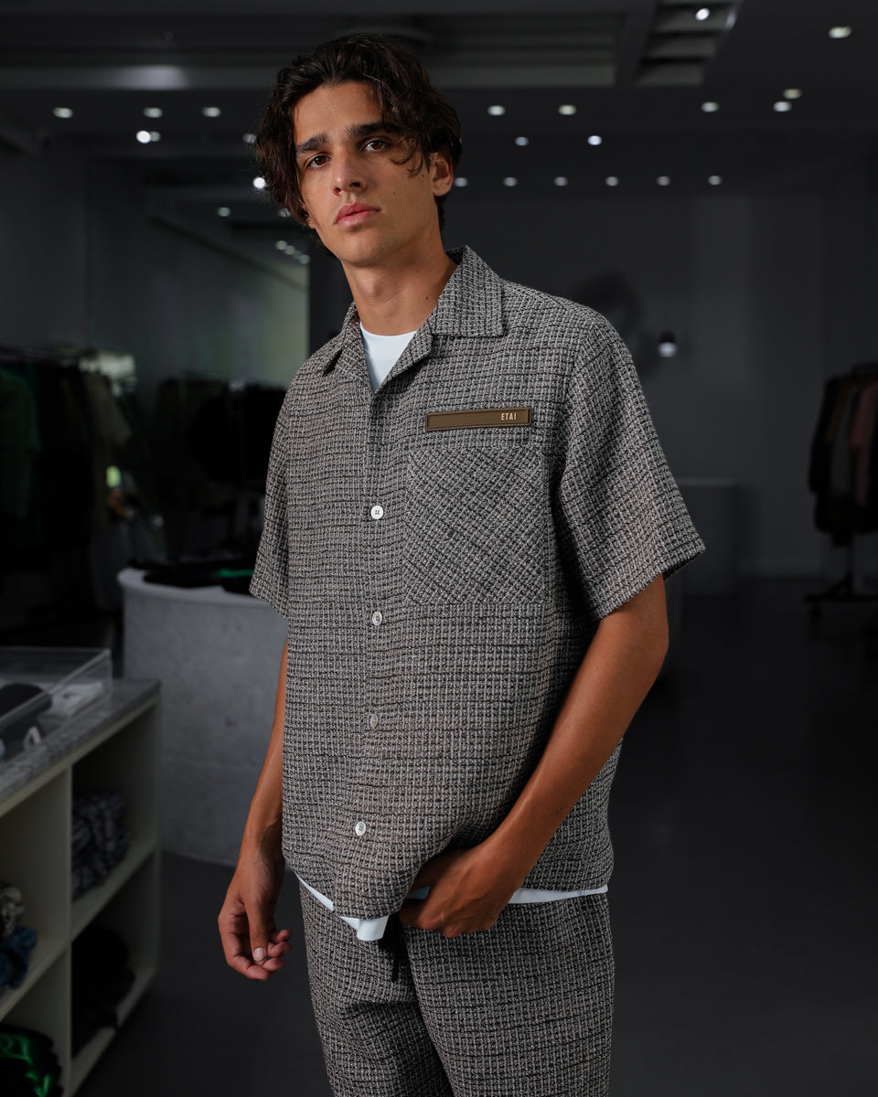 Waffle Jacquard Shirt - Brown