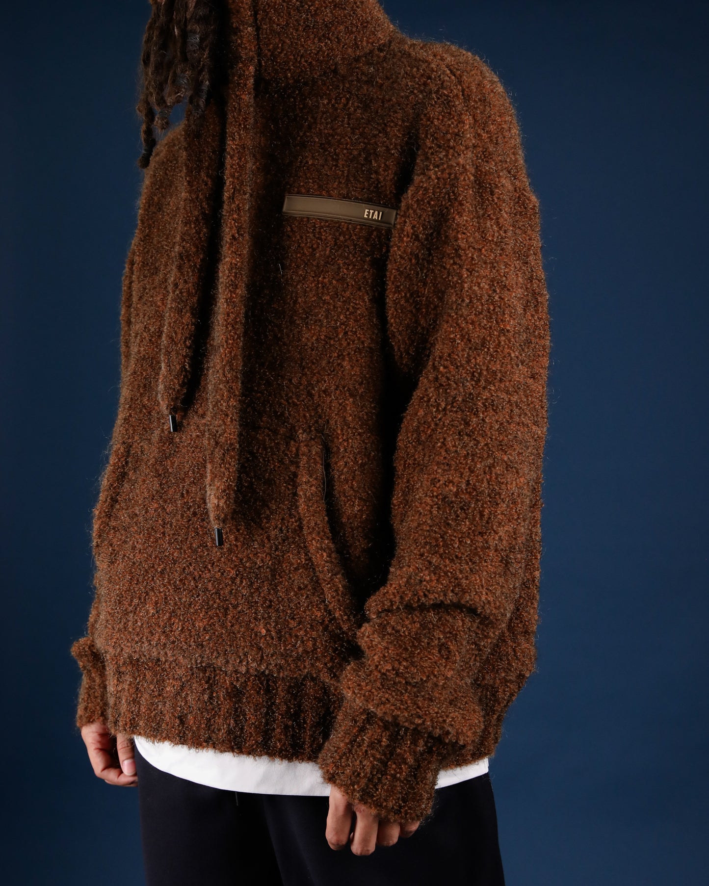 Hand-Loomed Mousse Hoodie - Brown