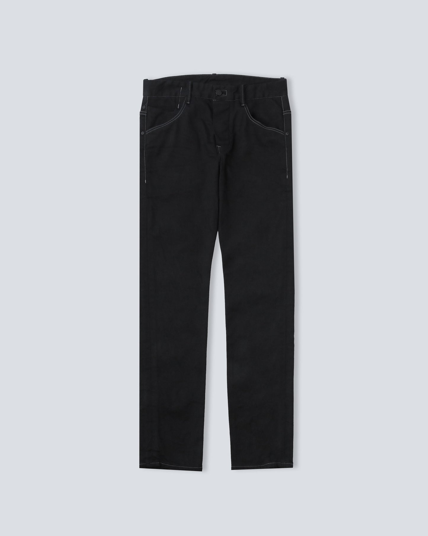 Straight Leg Bi-Stretch Japanese Black Denim Jeans - No Logo