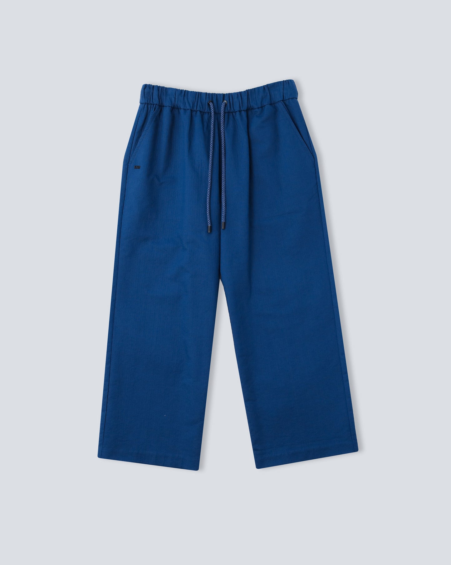 Top Stitch Drawcord Pants - Blue