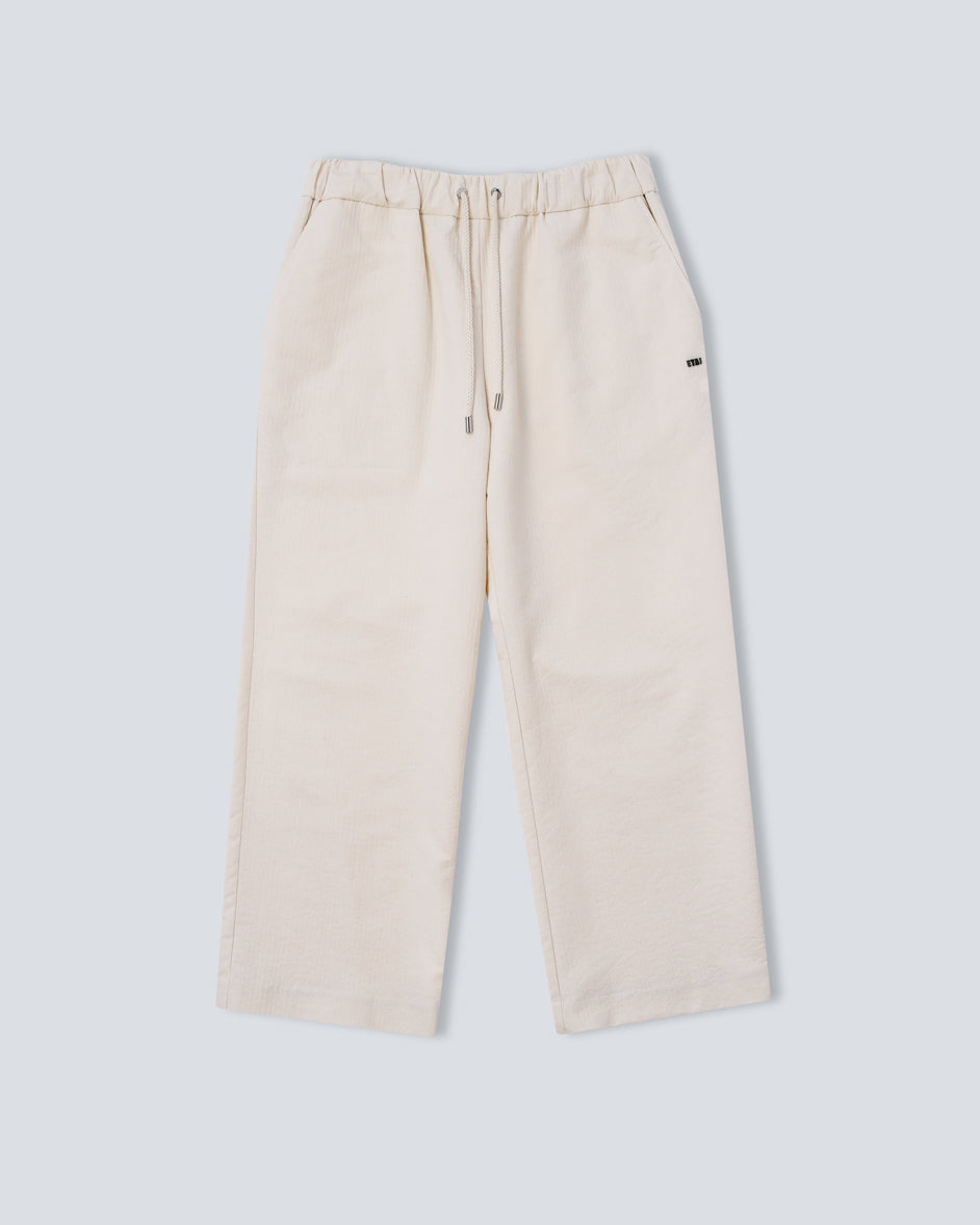 Top Stitch Drawcord Pants - Cream