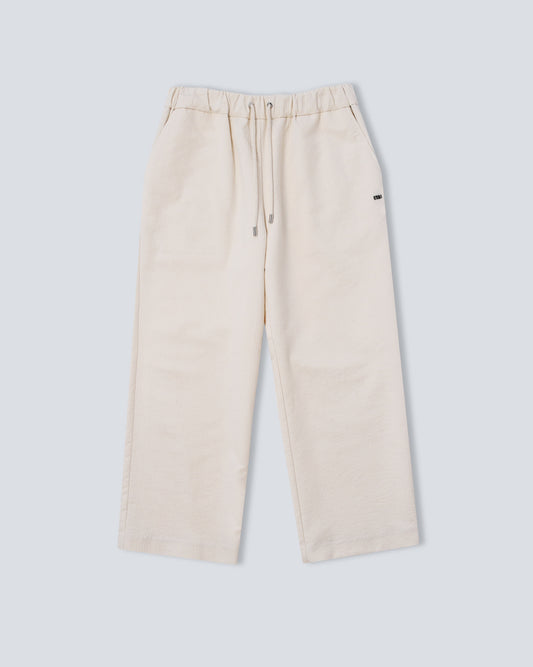 Top Stitch Drawcord Pants - Cream