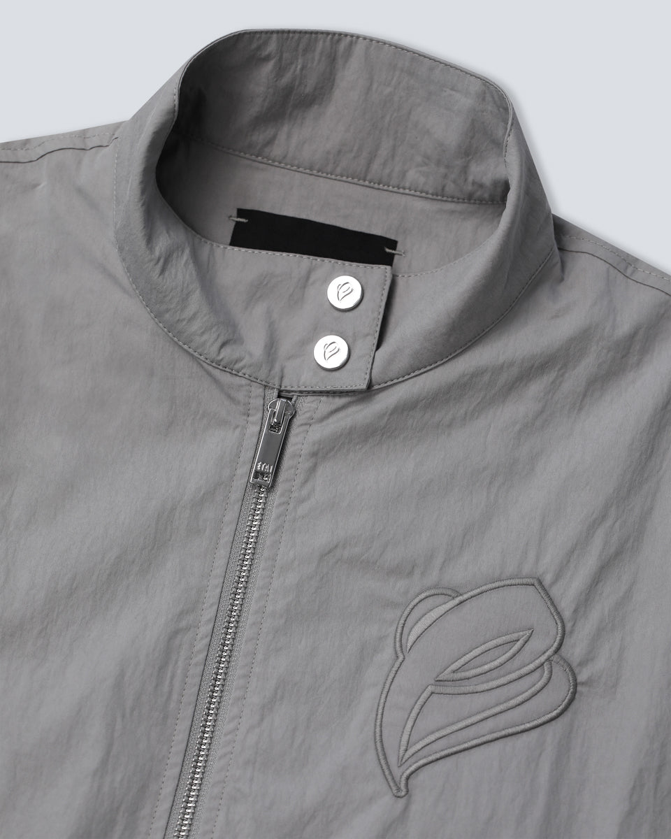 Cropped Racer Jacket - Gray