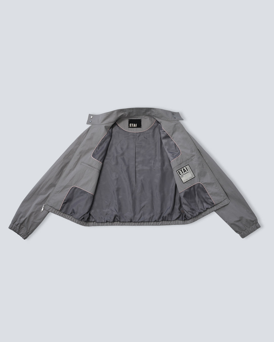 Cropped Racer Jacket - Gray