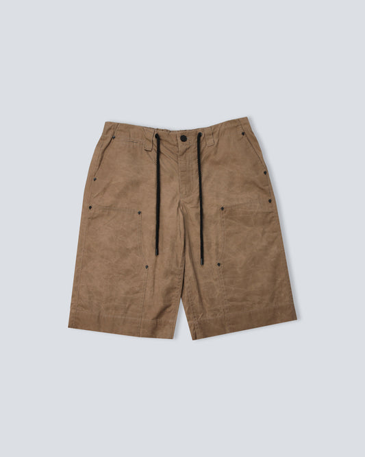 Wax Coated Double Knee Shorts - Taupe