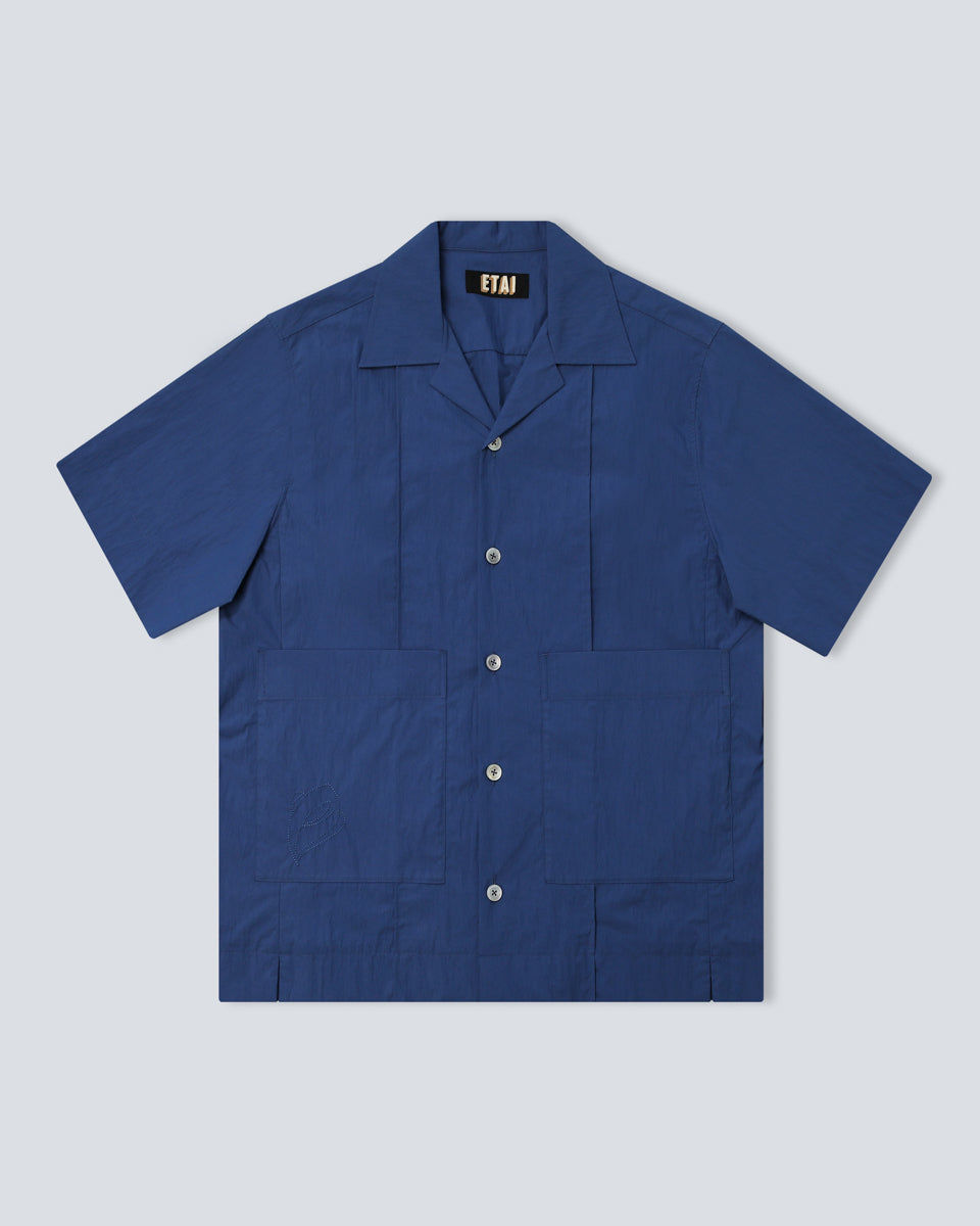 Double Pocket Pin Tuck Shirt - Blue