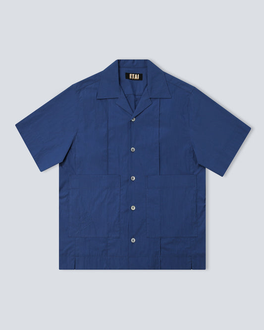 Double Pocket Pin Tuck Shirt - Blue