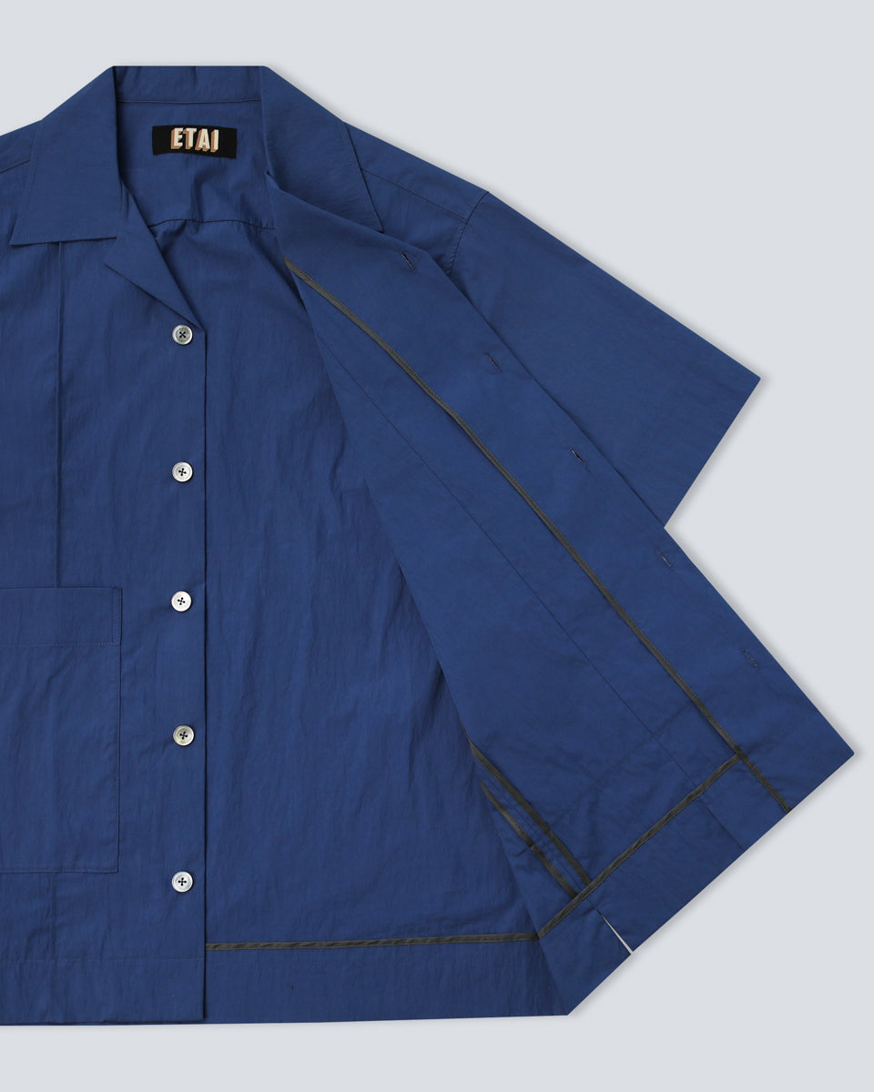 Double Pocket Pin Tuck Shirt - Blue