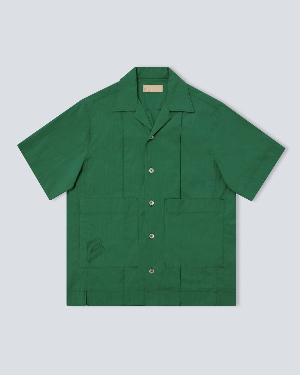 Double Pocket Pin Tuck Shirt - Green