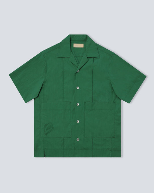 Double Pocket Pin Tuck Shirt - Green