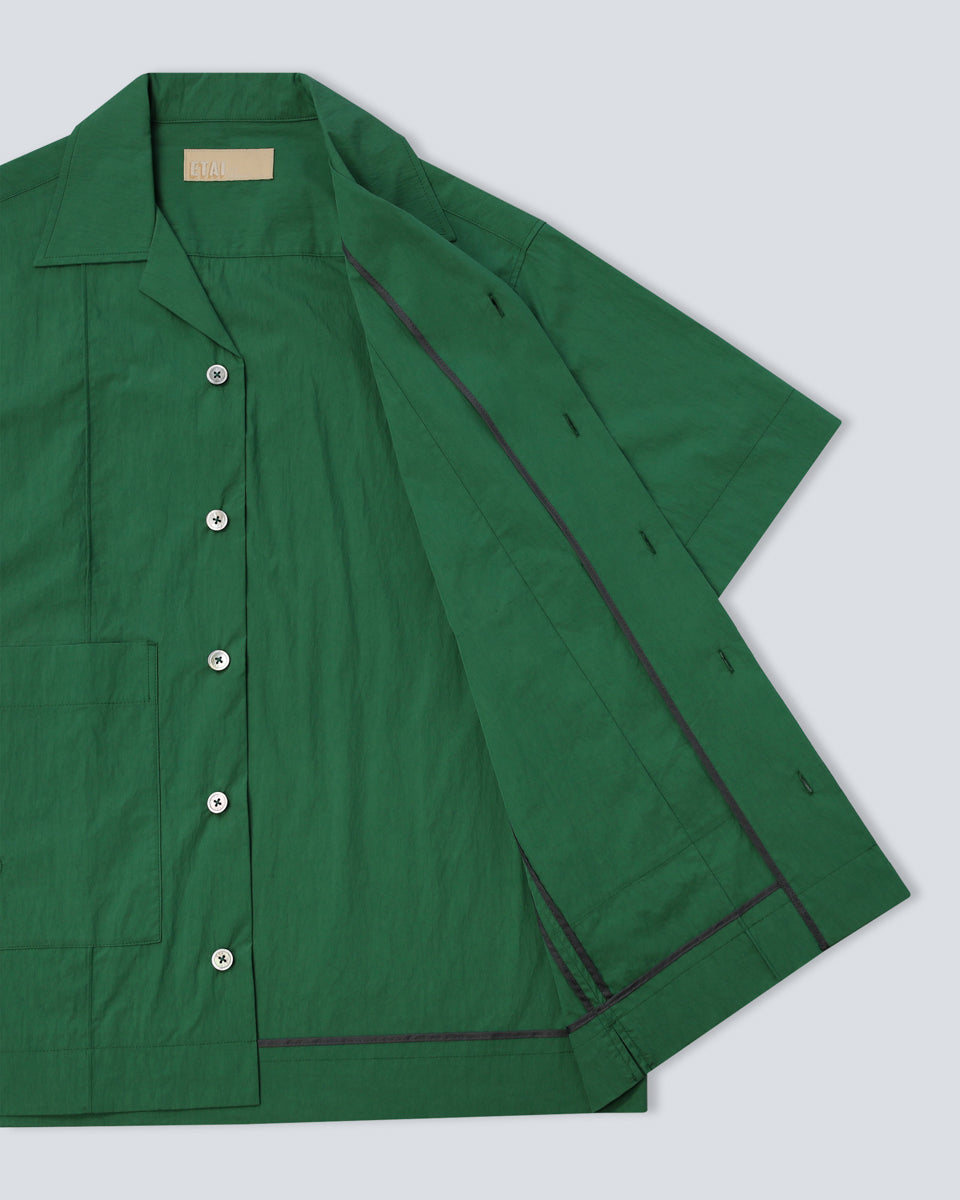 Double Pocket Pin Tuck Shirt - Green
