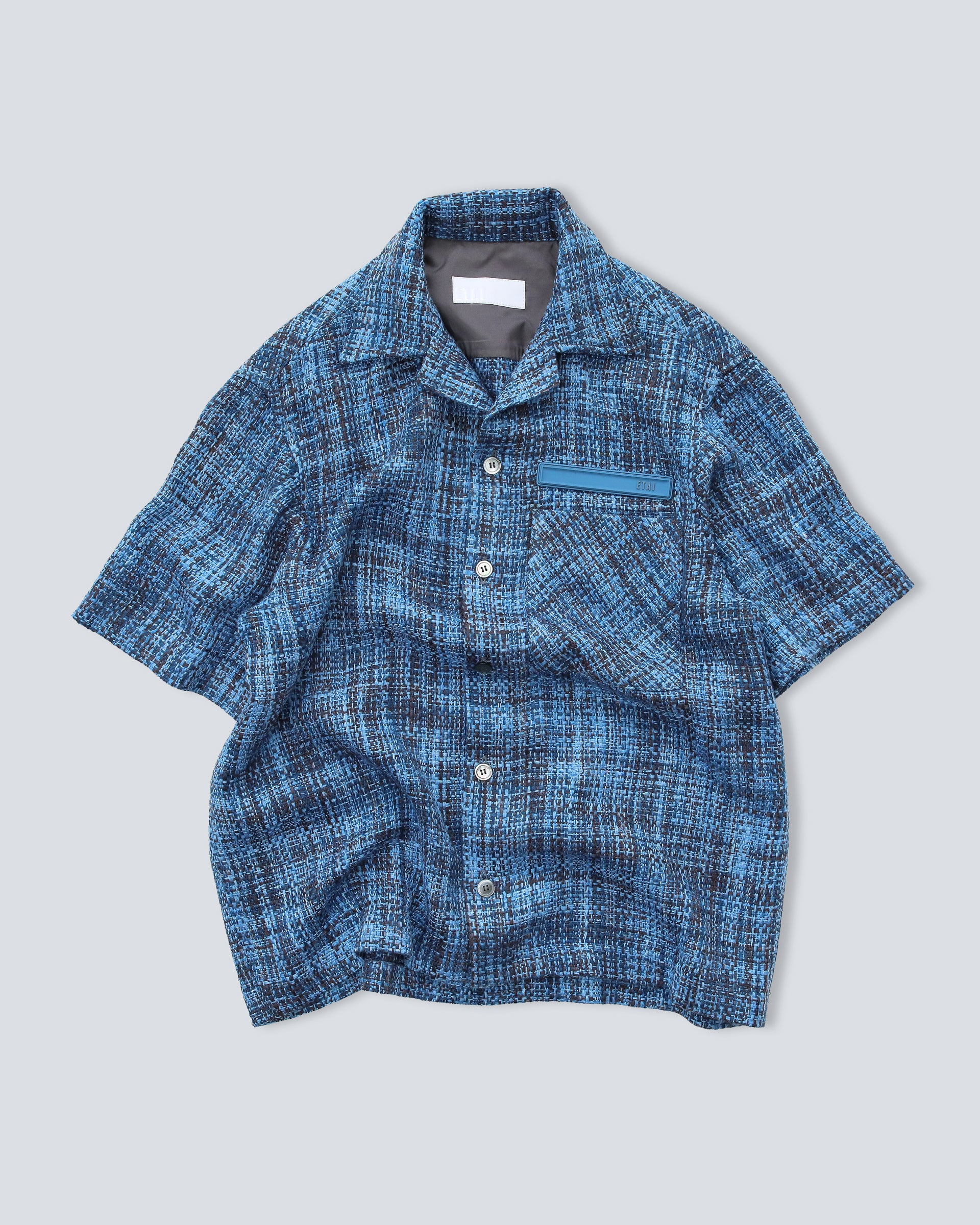 Blue Tweed Lounge Shirt | Etai LA - Los Angeles