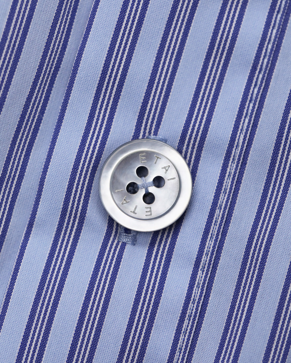 Elastic Double Pocket Shirt - Blue