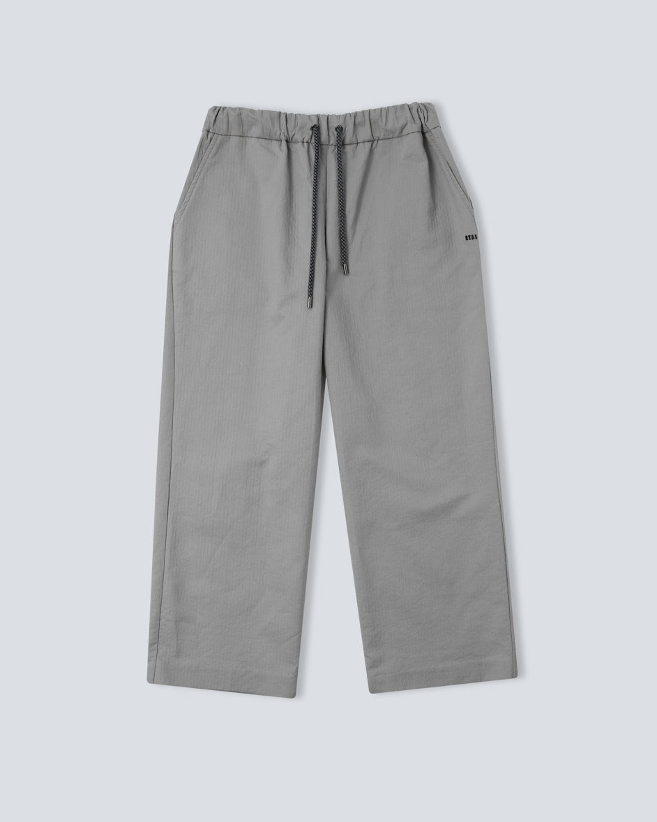 Top Stitch Drawcord Pants - Grey